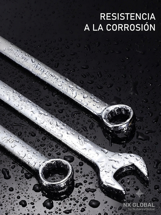 Juego de llaves combinadas métricas de doble extremo (6-32 mm): llaves fijas y de boca abierta para reparación de automóviles y motocicletas; incluye bolsa de almacenamiento.