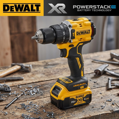 Kit combinado DEWALT DCD805 de 20 V: taladro percutor inalámbrico sin escobillas, destornillador eléctrico y taladro manual con batería de litio (set completo).